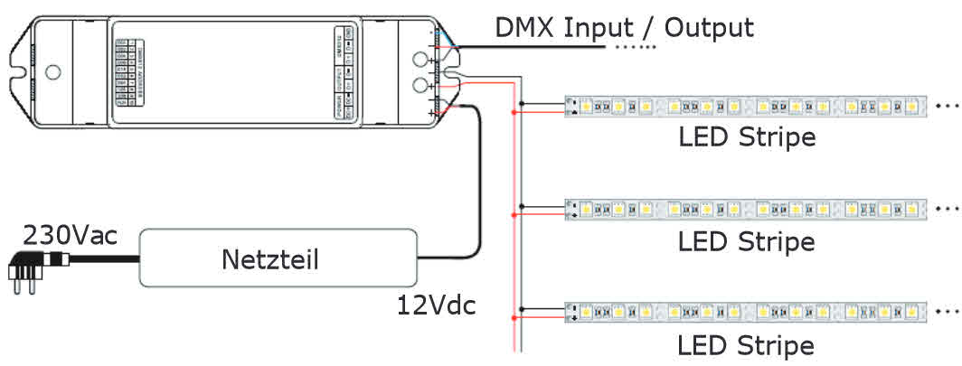 DMX Controller 1 Kanal für LED