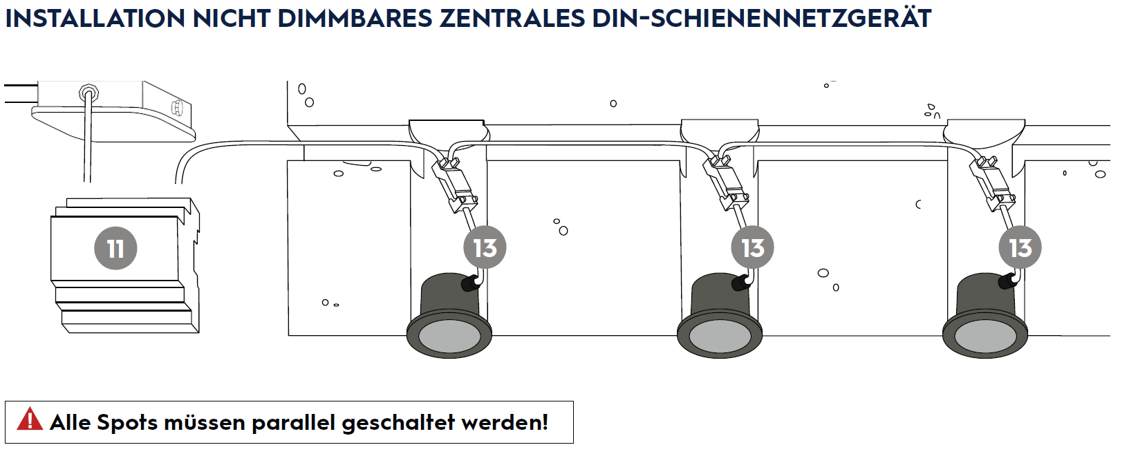 installation of non-dimmable central din rail power supply